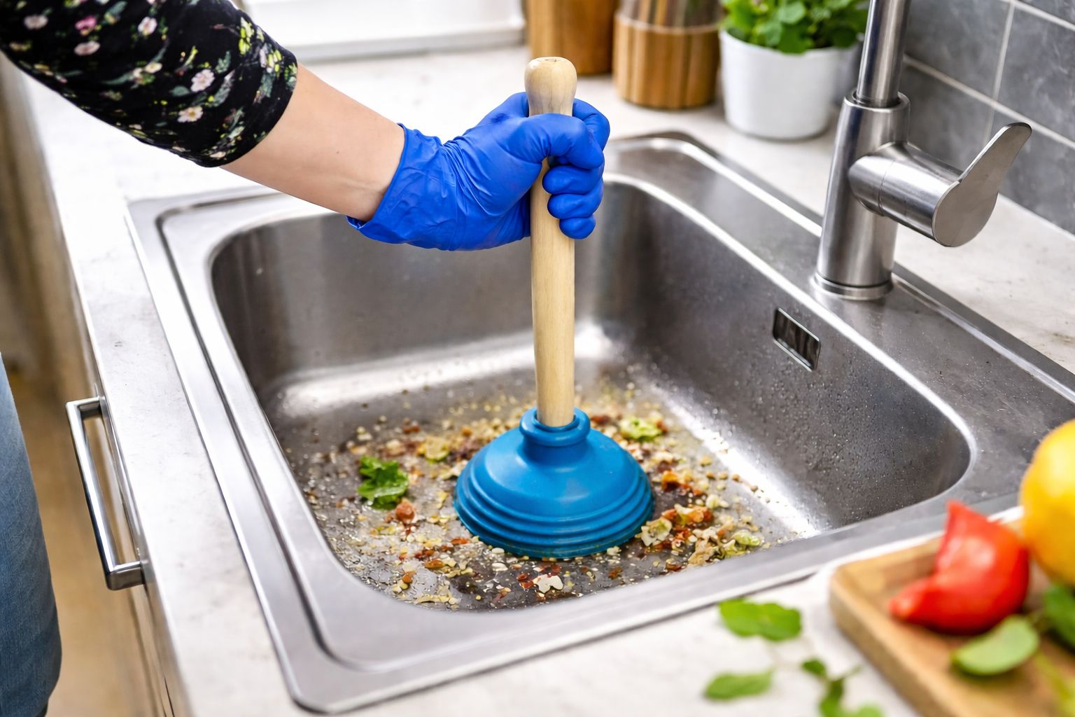 - SXP Plumbing DIY cleaning drains using plunger on kitchen sink